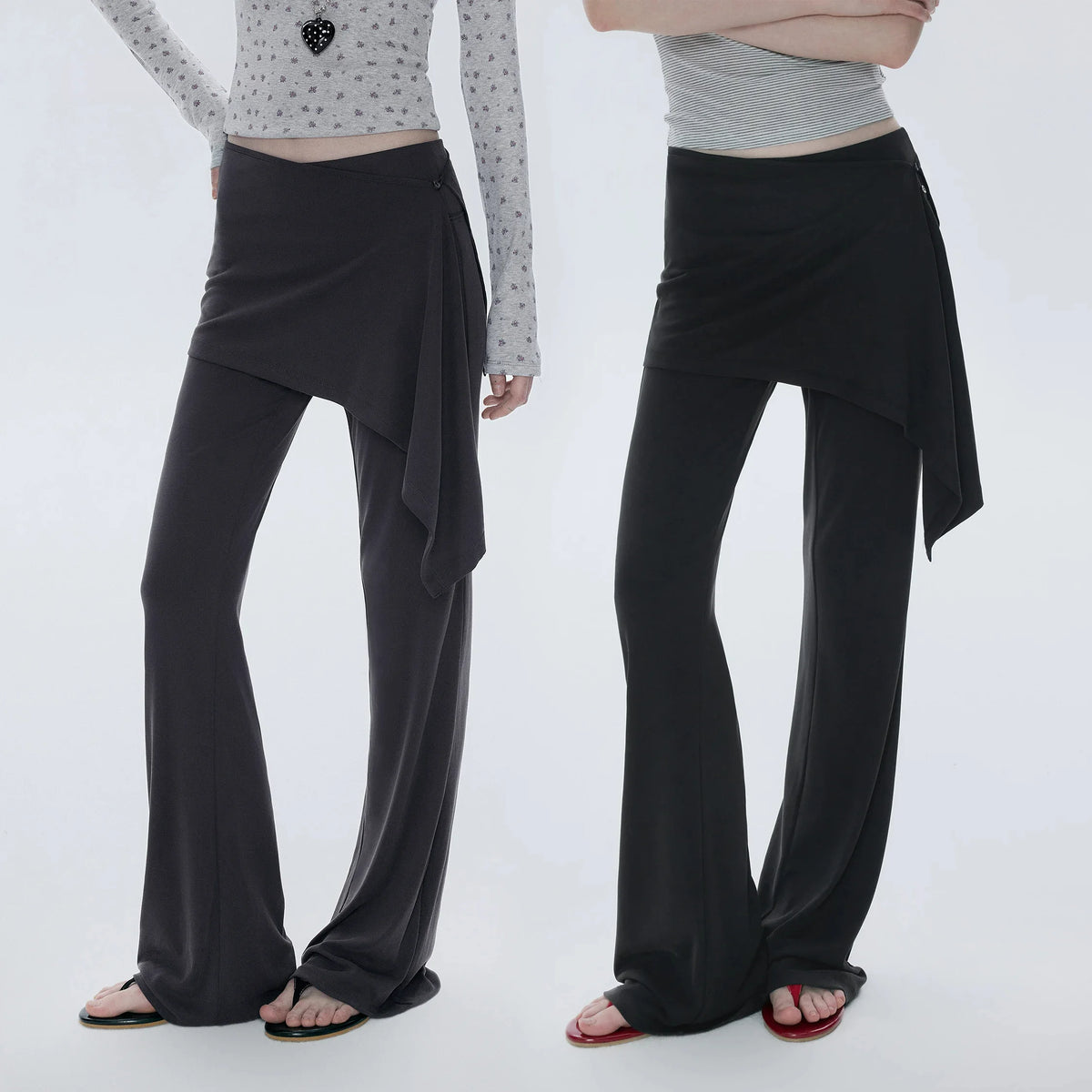 【美脚フレア×ヒップカバー】取り外しスカート付き 2wayヨガパンツ 3262