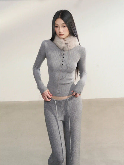 【美くびれ×暖かリブ】もちもちストレッチ 長袖ヨガインナーTシャツ