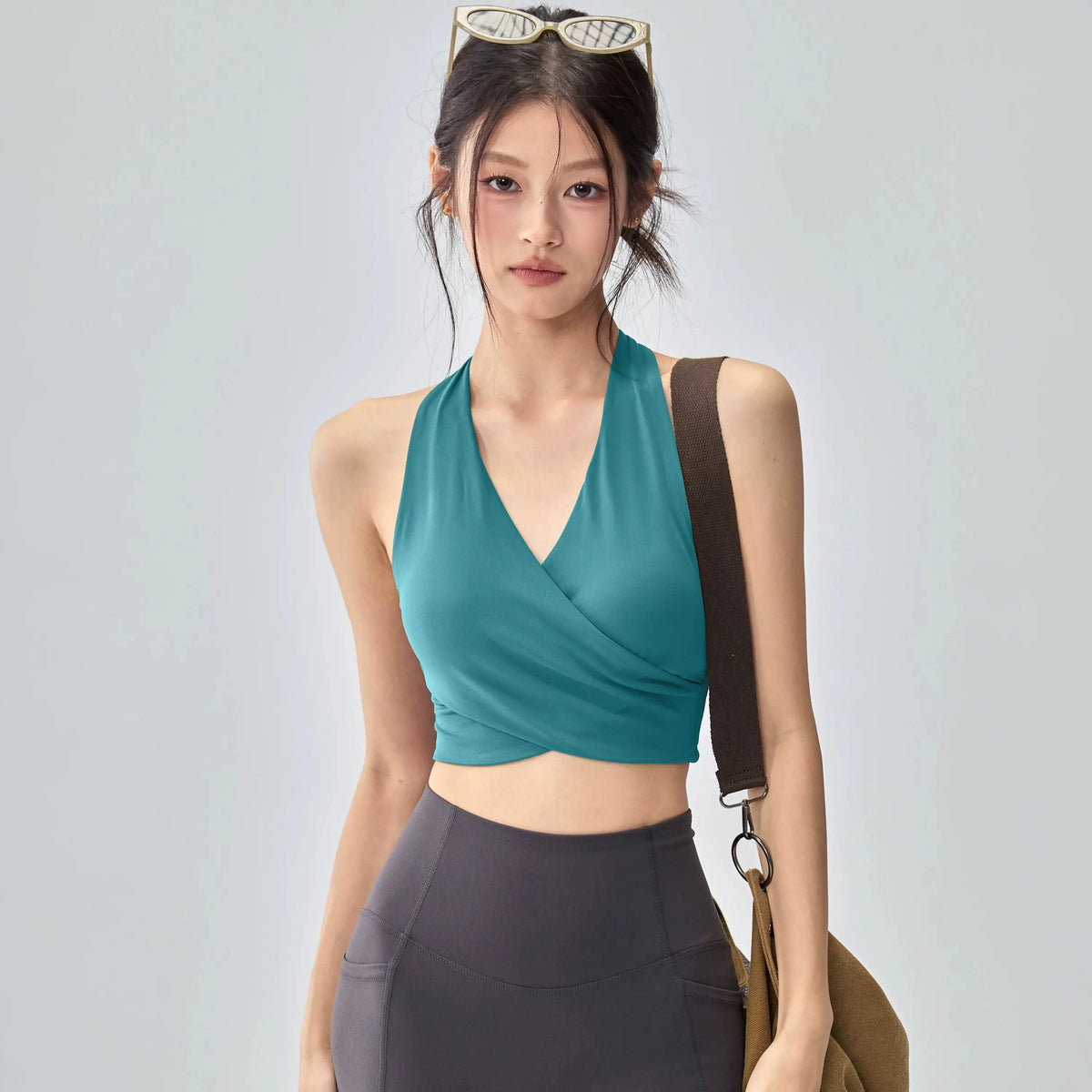 【揺れない一体型】バックシャン美背中 ヨガ＆ピラティス スポブラトップ 2556