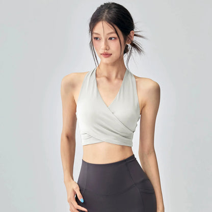 【揺れない一体型】バックシャン美背中 ヨガ＆ピラティス スポブラトップ 2556